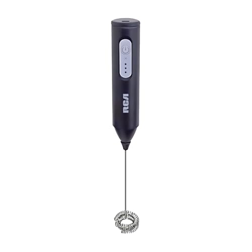 Espumador de Leche Eléctrico Recargable RCA Portátil de Acero Inoxidable para Café, Capuchino, Latte, Chocolate Caliente, Huevos, Mezclas, Ajustable con 3 Velocidades y USB, Color Negro, modelo RC-60