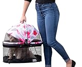Pet Gear No-Zip View 360 Pet Safety Carrier & Car Seat for Small Dogs & Cats Push Button Entry, View 360 20-inch, Blossom