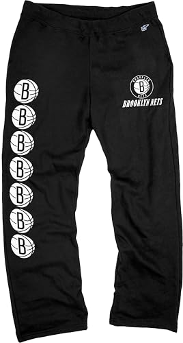 Blue 84 Men's NBA Officially Licensed Sweatpants Iconic Black Brooklyn Nets