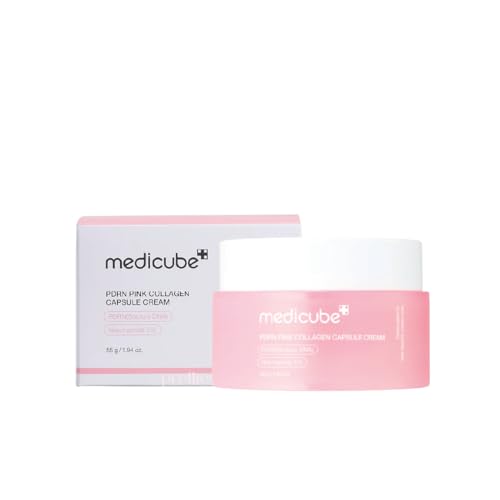 medicube Salmon DNA PDRN Crema de cápsula de colágeno rosa, hidratante facial | Crema hidratante ligera | PDRN, niacinamida para tono de piel desigual, hidratación brillante, cuidado de la piel