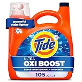 Tide Ultra Oxi Boost Liquid Laundry Detergent, 148 fl oz, 105 Loads, Advanced Stain Remover with Extra Oxi Power