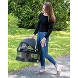 Pet Gear No-Zip View 360 Pet Safety Carrier & Car Seat for Small Dogs & Cats Push Button Entry, View 360 20-inch, Onyx