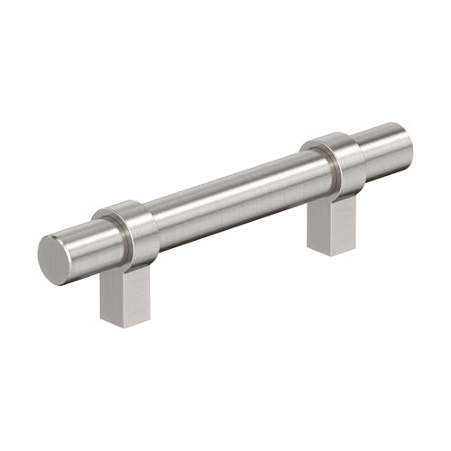 Amerock Central 3 inch (76mm) Center-to-Center Satin Nickel Cabinet Pull - 10 Pa