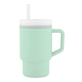 Infantino My 1st Tumbler, 9 Oz. Silicone Sippy Cup with Straw & Handle, Spill-Resistant Baby Cup for On-the-Go, BPA-Free Transition Bottle, Cool Mint