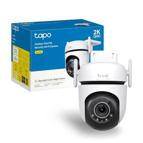 Tapo C52A Cámara de Seguridad Wi-Fi Pan/Tilt para Exteriores, 2K QHD 4MP, Visión