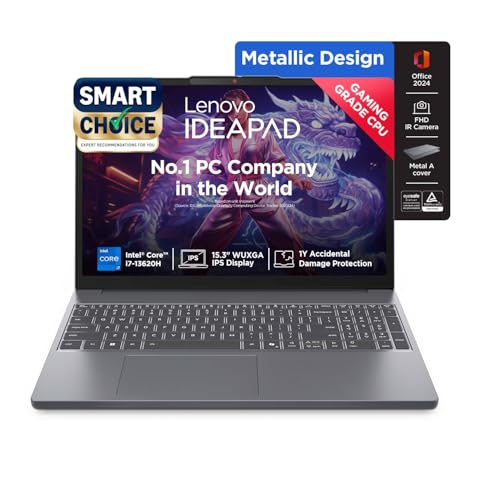 Lenovo Ideapad Slim 3, 13th Gen Intel Core i7 13620H, 16GB RAM, 512GB SSD, WUXGA IPS, 15.3"/38.8cm, Win 11, Office 2024, Top Metal Cover Grey, 1.6Kg, 83K100CJIN/S1IN, Backlit KB, Laptop