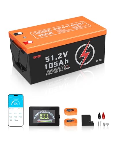 VEVOR 48V 105Ah Golf Cart Lithium Battery, 48 Volt Golf Cart Battery with…