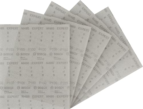 Bosch 5x EXPERT M480 Schleifnetz (für Farbe auf Holz, Ø 230x280 mm, Körnung 100,