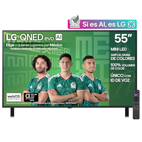 LG Pantalla 55 Pulgadas QNED EVO AI QNED85 4K Smart TV webOS 2025 55QNED85ASG |Sistema Operativo webOS | Identificación de Voz AI | 120Hz| Dynamic QNED Color | Dolby Atmos Channels | FreeSync