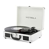 Victrola Journey II (2025 Model) – Bluetooth Suitcase Record Player – Built-in Stereo Speakers with Enhanced Bass, 3-Speed Turntable, Bluetooth Input and Output, RCA & Headphone Outputs (White)