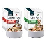 JustFoodForDogs JustFresh Wet Dog Food, Fresh Pet Meals and Toppers with No Preservatives, Resealable Package, Human Grade, Home-Cooked Beef & Chicken, 12 oz - 8 Pack