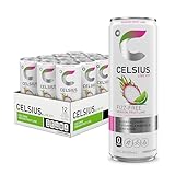 CELSIUS Fizz Free Dragon Fruit Lime, Sugar Free Energy Drink, 12 Fl Oz (Pack of 12)