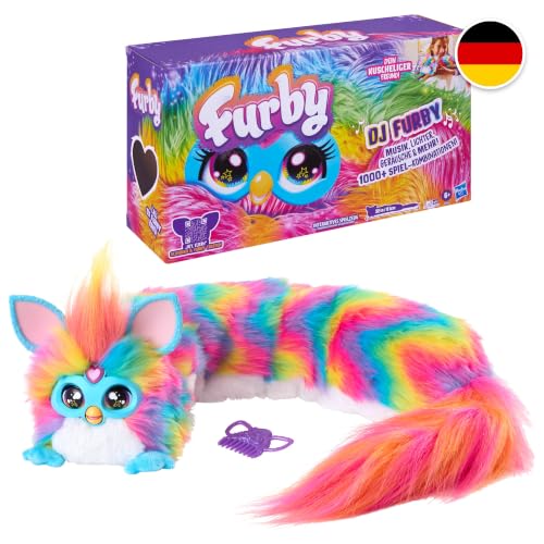 Furby DJ Furby interaktives Plüschspielzeug mit Musik, Licht- und Soundeffekten, über 1000 Spielkombinationen, Sprachsteuerung, Spiele und Aktivitäten, elektronisches Spielzeug für Kinder ab 6 Jahren