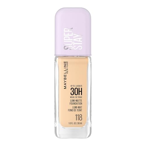 Maybelline Super Stay Lumi Matte Base de Maquillaje Líquida, Alta Cobertura con Acabado Mate Luminoso, Tecnología Lightwear 30H de Duración, Tono 118, 30 ml