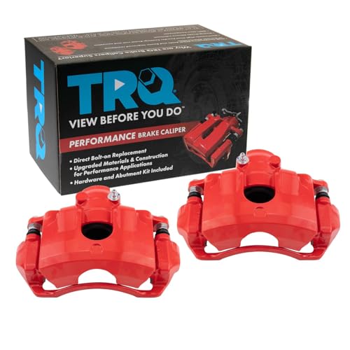 TRQ Front Brake Caliper Set Painted Red Brackets Compatible with 2008-2011 Ford 