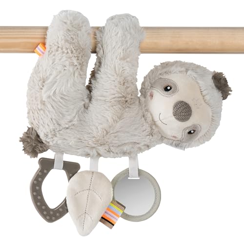 Fehn Activity-Faultier – Motorikspielzeug zum Aufhängen für Kinderwagen, Kinderbett und Babyschale – zum Beißen, Greifen und Geräusche erzeugen – Spielzeug für Babys und Kinder ab 0+ Monaten