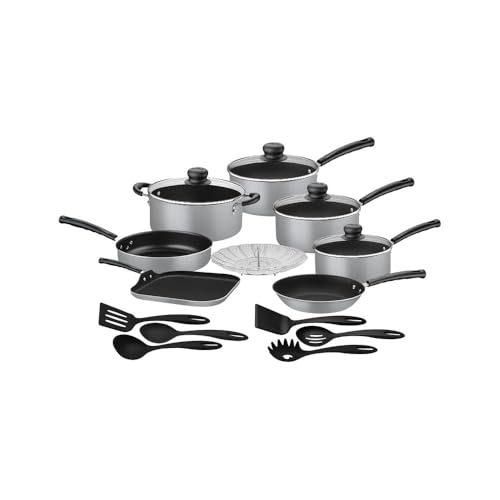 TRAMONTINA - Batería de Cocina New Primaware 18 Piezas en Aluminio Antiadherente Starflon Max - Gris