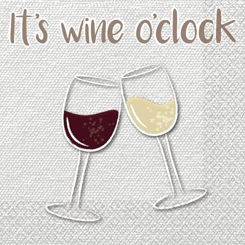 Riethmüller Lot de 16 serviettes en papier « It's wine o'clock » - 33 x 33 cm - 