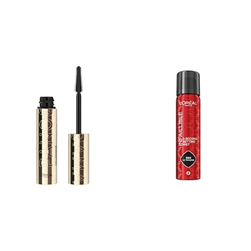 L'Oréal Paris, Mascara De Pestañas Voluminizadora Panorama Waterproof, Ojos Visiblemente Más Grandes, 9.4Ml + Fijador De Maquillaje, Larga Duración Hasta Por 24 Horas, Infallible Setting Spray, 75Ml