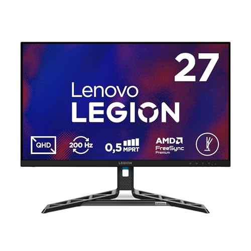 Lenovo Legion R27qe Gen 2 | 27" QHD WLED Gaming Monitor | 2560x1440 | 16:9 | 200 Hz | IPS-Panel | 0.5ms Reaktionszeit | HDMI | DisplayPort | TÜV Eye Comfort Schutz | Raven schwarz | 5.9 kg