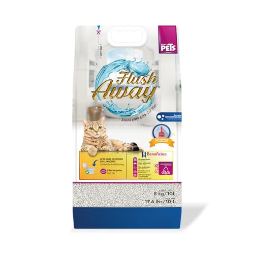 Fancy Pets Arena para Gatos de Bentonita Soluble Desechable en Inodoro Libre de Polvo 8kg Flush Away