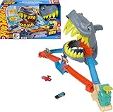 Hot Wheels Toy Car Track Set City Shark Chomp Beach Playset