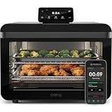 CHEF iQ MiniOven Smart Toaster Oven Air Fryer Combo, 11-in-1 Countertop Convection Oven, Bake, Broil, Air Fry, Broil, Dehydrate, 1750W, 25 Qt Capacity, Fast Cooking with Touchscreen Controls – Black
