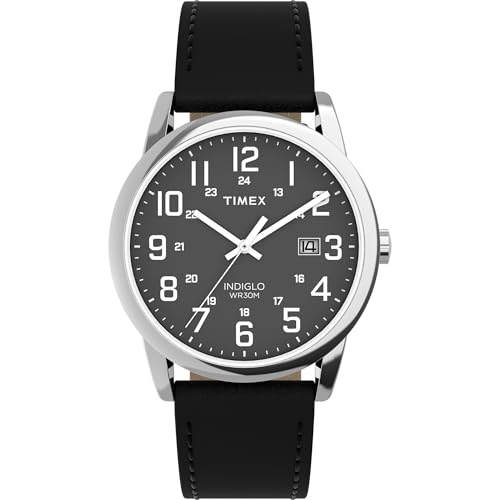 Timex Montre classique pour homme Easy Reader 38 mm - Bracelet noir - Cadran noi