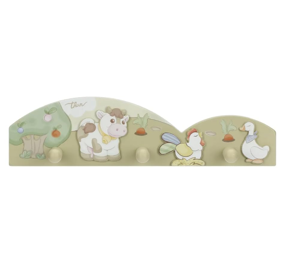 THUN - Appendiabiti cameretta - legno - Collezione Baby Dolce Fattoria - 35 x 9 x 0,6 cm