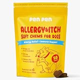 PENPEN Dog Allergy Relief Chews, Dog Itching Skin Relief, Omega 3 for Dogs Itch Supplement, Relieve Seasonal Allergy, Provide Immune Support (Peanut Butter Chews, 50ct)