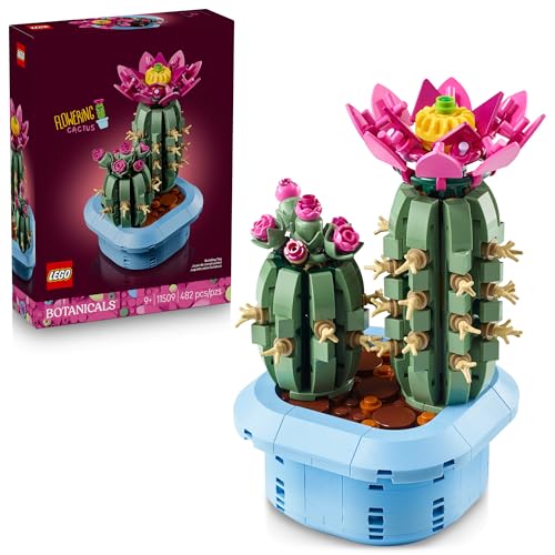 LEGO Botanicals Cactus en Flor – Planta de Interior Decorativa – Set de Construcción para Mayores