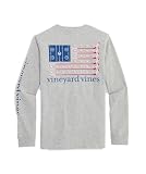 Vineyard Vines Boys Ls Hockey Flag Pkt T Grey Heather L