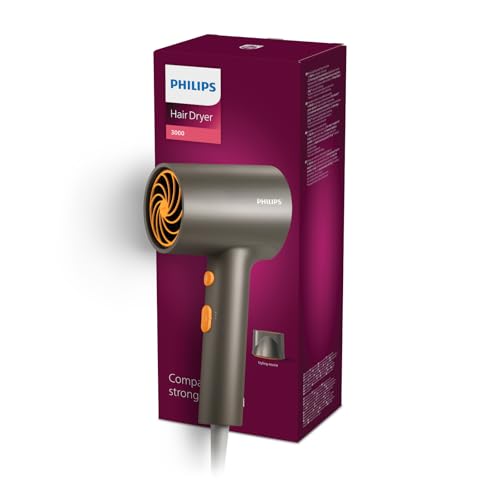 Secadora de cabello Philips Serie 3000, 1400w, Cuidado iónico, Boquilla Estrecha, Tecnologia ThermoProtect, Dorado, BHD321/01