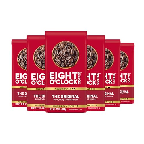 Eight OClock Coffee The Original, Medium Roast Whole Bean Coffee, 100% Arabica, Sweet, Fruity, Balanced, 11 Ounce (Pack of 6)
