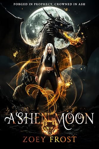 Cover of Ashen Moon: A Dark Fantasy Romance of Prophecy, Dragon Fire, and Forbidden Love