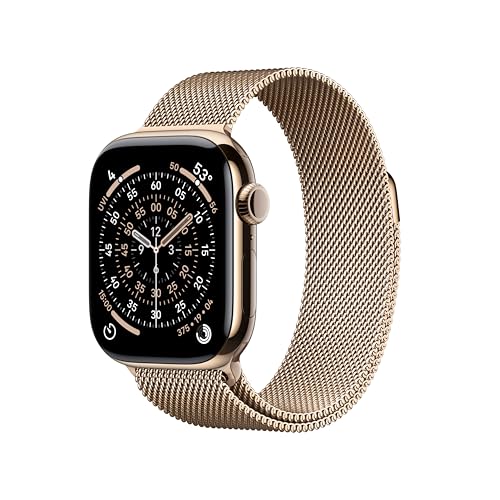 Apple Watch Series 11 [GPS + Cellular 42mm] Smartwatch with Gold Titanium Case w