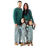 Butterblu JAMIE Matching Family Jammies Holiday Pajamas 100% Organic Cotton PJs Adults, Kids, Toddlers, Baby, Pets, Check Out Green, 3T