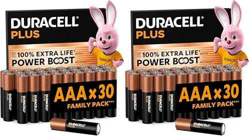 DURACELL Plus Piles AAA (Lot de 60) – Piles Alcalines 1,5 V–Durent Jusqu’à 100% 