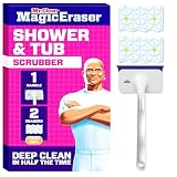 Mr. Clean Magic Eraser Shower & Tub Scrubber, Bathroom Cleaner, All in One Bathroom Cleaner, Lemon Starter Kit, 1 Scrubber & 2 Foaming Magic Erasers