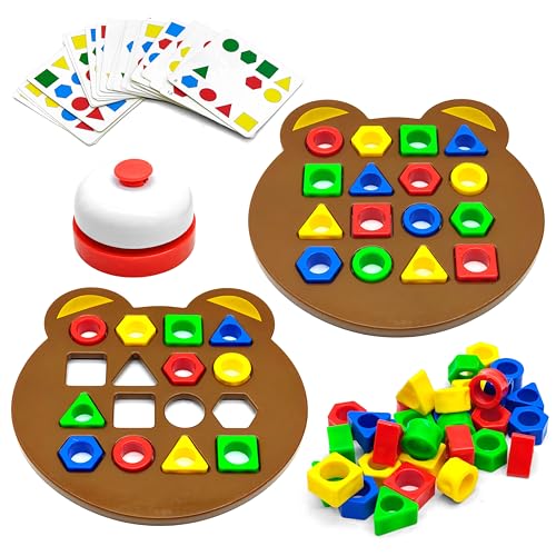 VGRASSP Shape Matching Puzzle Board Game Toy for Kids with Bell and Cards - Geometric Shape, Sensory Learning Educationa...