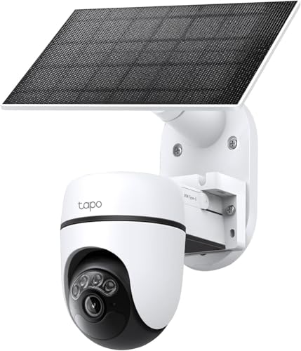 Tapo Solar-Powered Pan/Tilt Outdoor Security Camera Kit, Wireless, 2K 3MP, 360° 