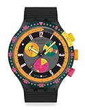 Swatch Big Bold Chrono Unisex Casual Watch Polymer Black Quartz Water Resistant Swatch NEON SEPPIA