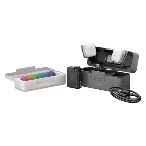 dji Mic Mini 2 (2TX + 1RX estándar + Estuche de Carga), micrófono inalámbrico para móvil iPhone y Android/cámara/Tableta/PC, batería 48h, transmisión hasta 400m, Cubierta magnética Multicolor