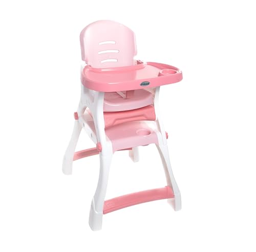 PRINSEL | Sillita Alta Infantil Convertible | Silla Alta para Bebé | Caddy 2 en 1 | Rosa Pastel | De 6 Meses a 3 Años, Convertible a Escritorio, Portavasos, Fácil de Limpiar | Artículos para Bebés