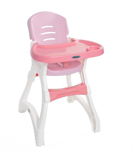 PRINSEL | Sillita Alta Infantil Convertible | Silla Alta para Bebé | Dinner | Rosa | De 6 Meses a 3 Años, Charola Ajustable, Fácil de Limpiar | Artículos para Bebés