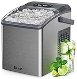 Silonn Stainless Steel Countertop Ice Maker, 26 lbs/Day Fast Ice Production in 6 Mins, Self-Cleaning Compact Ice Machine for Home, Kitchen, Office & Parties