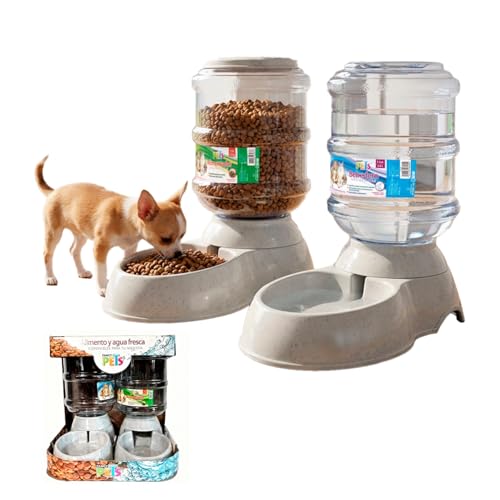 Fancy Pets Kit Alimentador y Bebedero Automático para Perro por Gravedad 2.3 kg Croquetas + 3.8 L Agua Comedero y Dispensador Antiderrapante