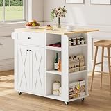 Ironck Kitchen Island With Drop Leaf And Wine Rack Rolling K