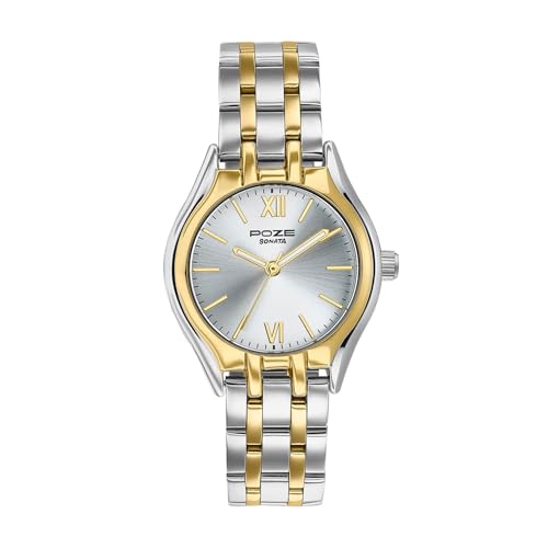 Sonata Poze 8 Quartz Analog with Silver Dial IPS+IPG Stainless Steel Strap Watch for Women - SP80168BM01W