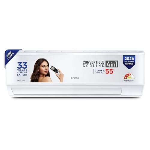 Cruise 1 Ton 3 Star, New Star rated, Inverter Split AC with 7-Stage Air Filtration (Copper, Convertible 4-in-1